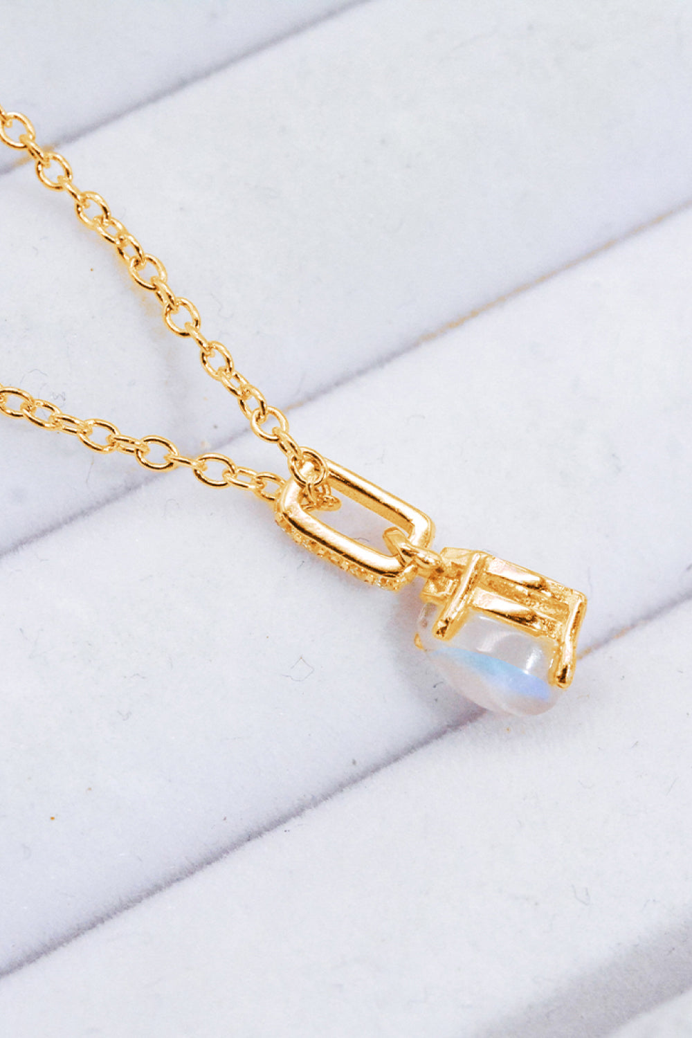 Moonstone Teardrop Pendant Necklace-Mope's Closet