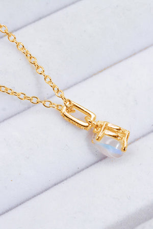 Moonstone Teardrop Pendant Necklace-Mope's Closet