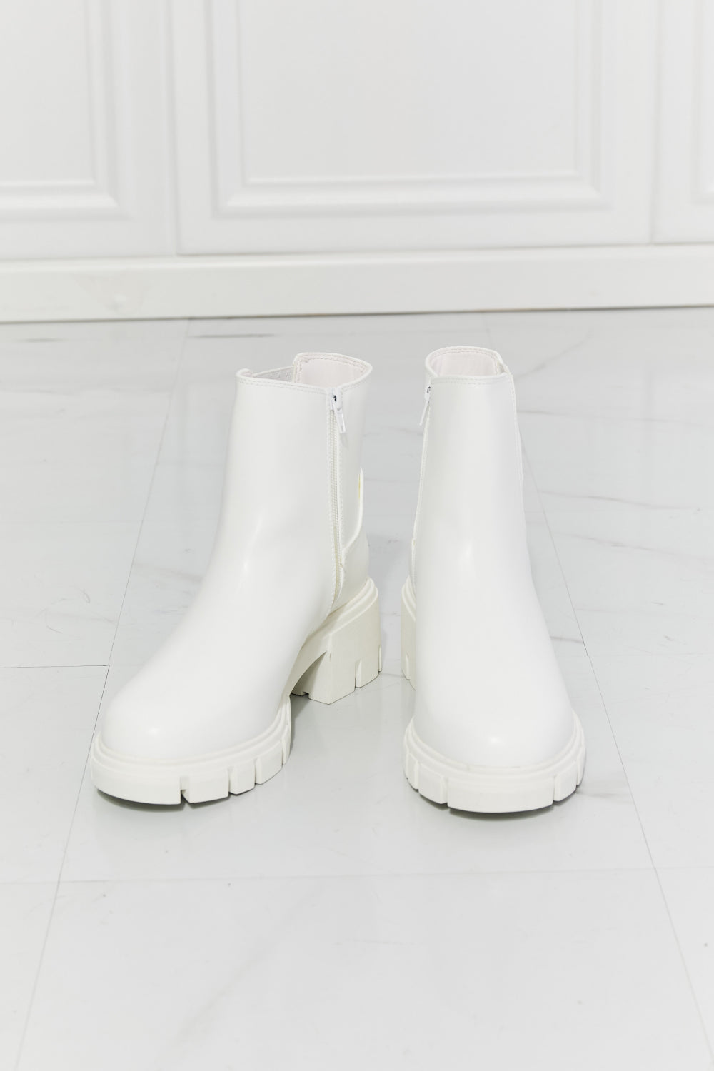 MMShoes What It Takes Lug Sole Chelsea Boots in White-Mope's Closet