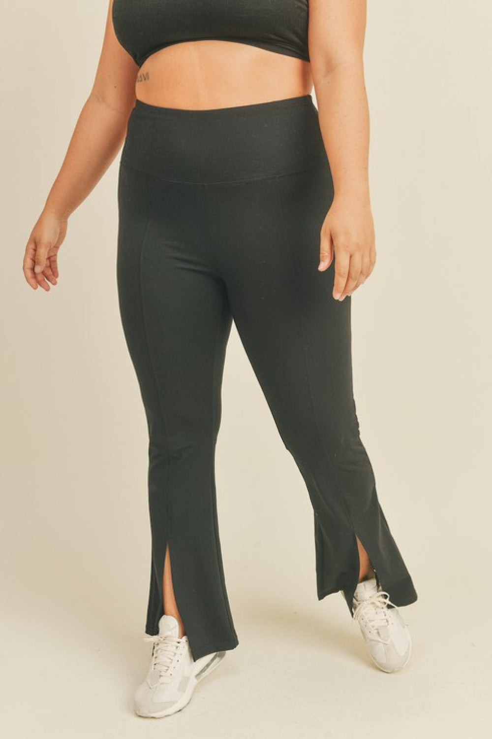 Kimberly C Full Size Slit Flare Leg Pants in Black-Mope's Closet