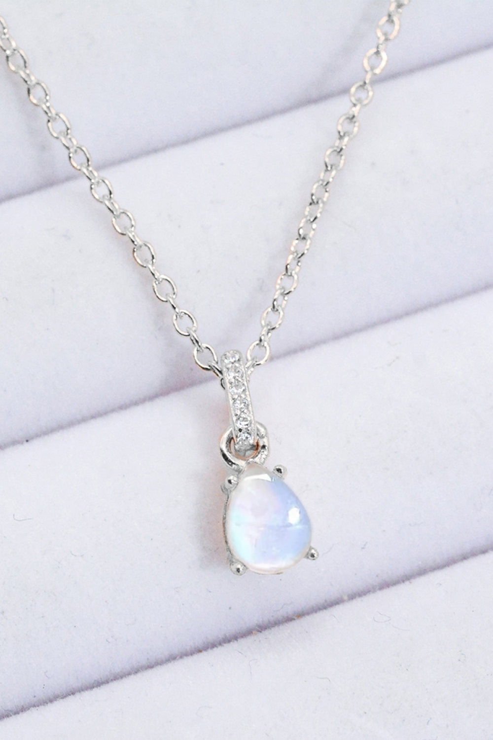 Moonstone Teardrop Pendant Necklace-Mope's Closet