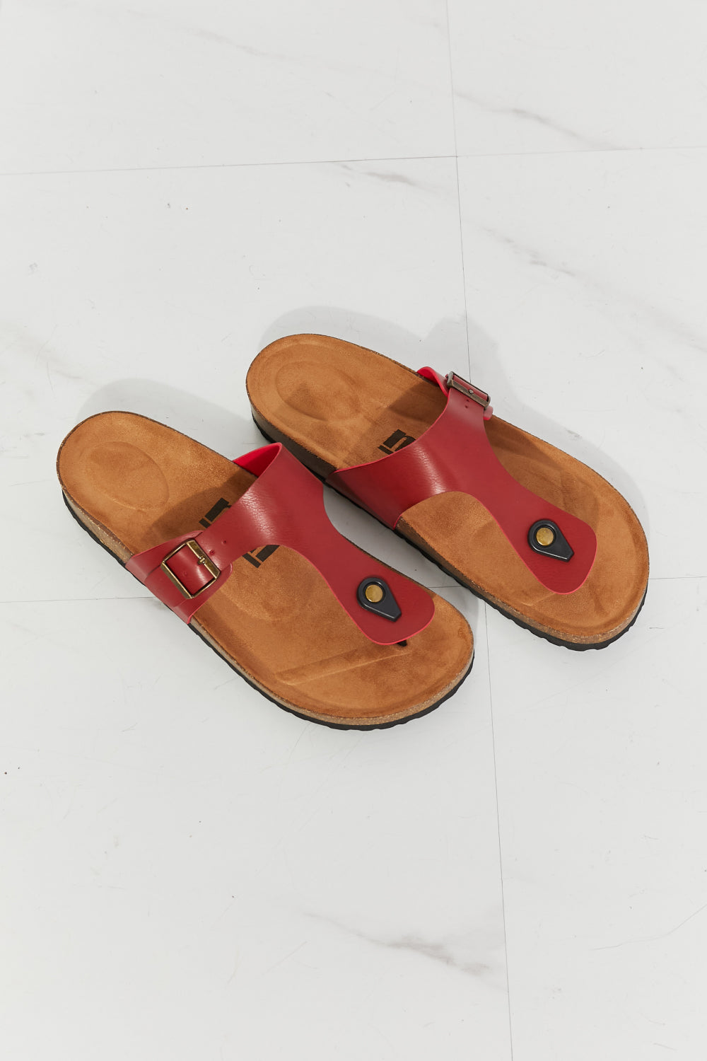 MMShoes Drift Away T-Strap Flip-Flop in Wine-Mope's Closet