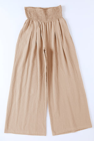 Smocked High Waist Wide Leg Pants-Mope's Closet