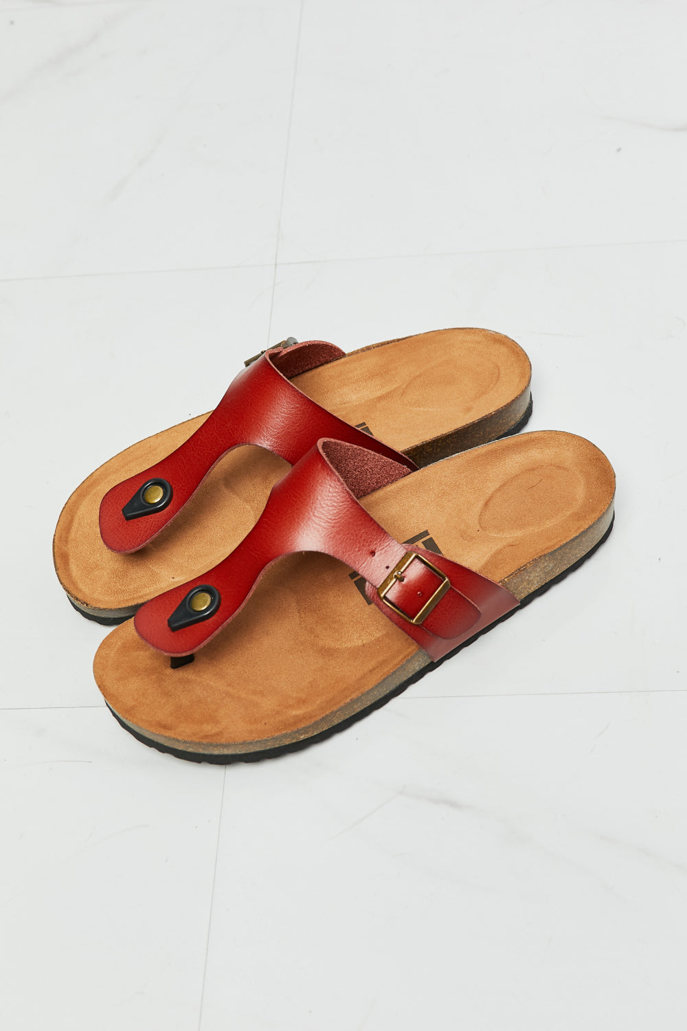 MMShoes Drift Away T-Strap Flip-Flop in Red-Mope's Closet