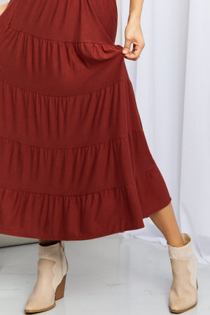 Zenana Wide Waistband Tiered Midi Skirt-Mope's Closet