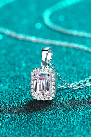 Square Moissanite Pendant Chain Necklace-Mope's Closet