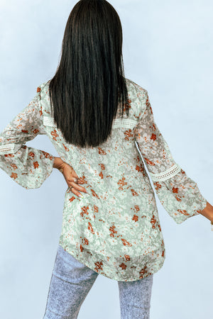 Floral Lace Trim Blouse-Mope's Closet