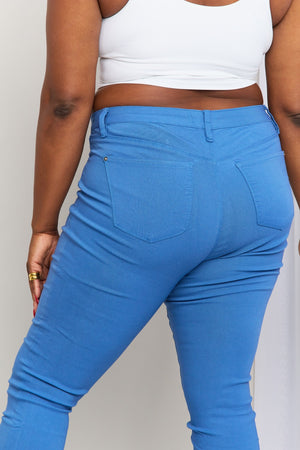 YMI Jeanswear Kate Hyper-Stretch Full Size Mid-Rise Skinny Jeans in Electric Blue-Mope's Closet