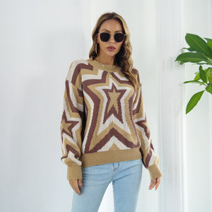 Star Dropped Shoulder Sweater-Mope's Closet