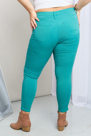 YMI Jeanswear Kate Hyper-Stretch Mid-Rise Skinny Jeans in Sea Green-Mope's Closet